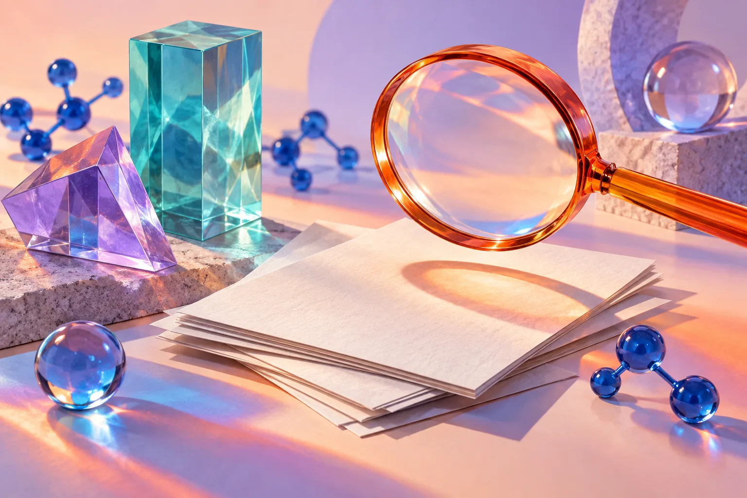 Conceptual illustration of research documents and analytical evidence